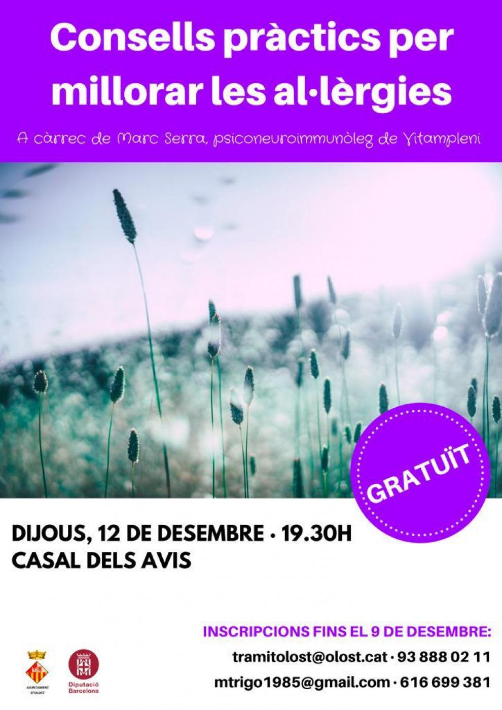 Xerrada de consells pràctics per millorar les al.lèrgies